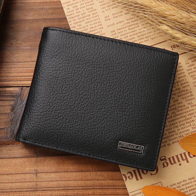 Genuine leather mens wallet short coin purse credit card holder cowhide standard pocket thumb200