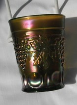 Grape + Cable Tumbler--very pretty green, but nicks--be...vintage carnival glass - £14.81 GBP