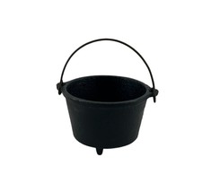 English Kettle Child&#39;s Toy Miniature Black Cast Iron 3-Footed Kettle 1M-... - $31.05