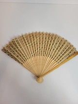 Vintage 1960s Cut Out Bamboo Wood Hand Held Fan - $19.79