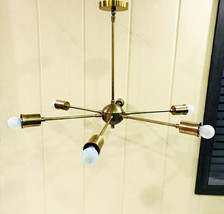 Chandelier Solid Brass Mid Century 6 Adjustable Arms Sputnik Ceiling Light - £148.19 GBP