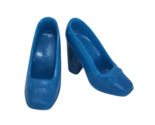 VINTAGE 1990's MATTEL BARBIE PAIR BLUE SHOES HEELS CHUNKY SQUARE TOE BUCKLE - $4.75