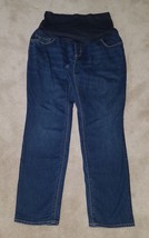 Old Navy Maternity Blue Jeans Straight Denim Pants Dark Wash Full Panel ... - £12.98 GBP