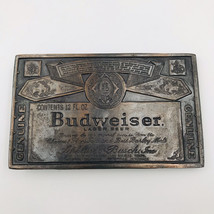 Budweiser Lager Beer Label Belt Buckle -- 3.75&quot; x 2.25&quot; Breweriana - £11.36 GBP