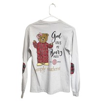 Simply Southern S Small Tee Shirt Womens Long Sleeve Crew Neck Bear Design - £8.51 GBP