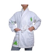 Vintage 90s Prince Frog Bath Robe White Turkish Terrycloth Mid-length S/M - £45.83 GBP