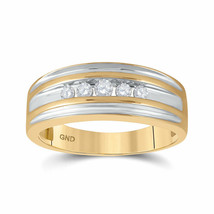 10kt Yellow Gold Mens Round Diamond 5-stone Wedding Ring 1/4 Cttw - £446.85 GBP