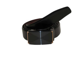 Men VALENTINI Leather Track Belt Adjustable Removable Buckle V526 Black - $35.00