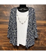 Alfred Dunner Sweater 2 In 1 Cardigan Woman Size Attach Necklace Blue Wh... - $248.47 MXN