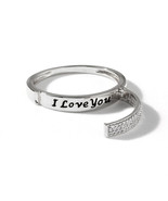 Solid 10K White Gold 0.15 Ct TDW Diamond &quot;I LOVE YOU&quot; Women&#39;s Band - $279.99