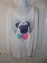 So American Authentic Heritage White Long Sleeve Pug Shirt Size 12 Girl&#39;s New - £12.25 GBP