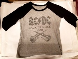 AC/DC Back in Black Rockware Gray T-shirt Longsleve1980 Band Tee Adult Size XXL - £25.28 GBP