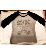 AC/DC Back in Black Rockware Gray T-shirt Longsleve1980 Band Tee Adult S... - £24.91 GBP