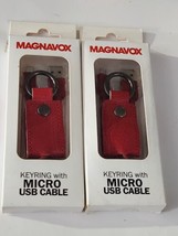 2 Magnavox MMA3505 Keychain W/ Micro USB Leather On The Go Charging Cabl... - $7.82