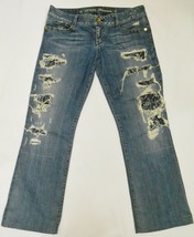 GUESS Jeans Women&#39;s PREMIUM DENIM Destroyed Patched tag 31/ 34&quot; waist / 28.5&quot;L - £35.55 GBP