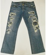 GUESS Jeans Women&#39;s PREMIUM DENIM Destroyed Patched tag 31/ 34&quot; waist / ... - £36.01 GBP
