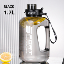 1.7L Large-Capacity Netflix Straw Pot Belly Cup Sports Water Bottle (Black) - £15.64 GBP