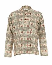 Nepal Fashion Om Print Cotton Hippie Shirt for Unisex (Large, Cream) - £15.28 GBP