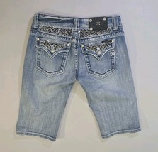 Miss Me Women&#39;s Denim Bermuda Shorts Size 29 Distressed Embellished Pockets - $27.26