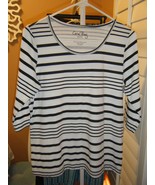 WOMENS CORAL BAY BLACK WHITE STRIPE 3/4 SLEEVE TEE  - $11.69