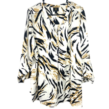 JM Collection Animal Print 3/4 Roll Tab Sleeve Popover Top Relax Fit Womens 2X - £12.74 GBP