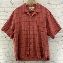 Tommy Bahama 100% Silk Shirt Mens Sz L Red Stripes Button Down - £19.89 GBP