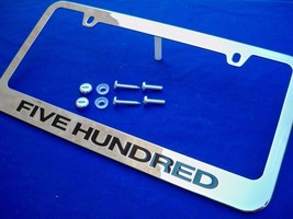 Fits 05-07 Ford Five Hundred Chrome Black Metal License Plate Frame w/ Logo Caps - $15.83