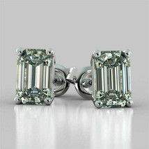 Estate 3 carats Radiant Cut Diamond 10k Solid White Gold Over Stud Earrings - £75.14 GBP