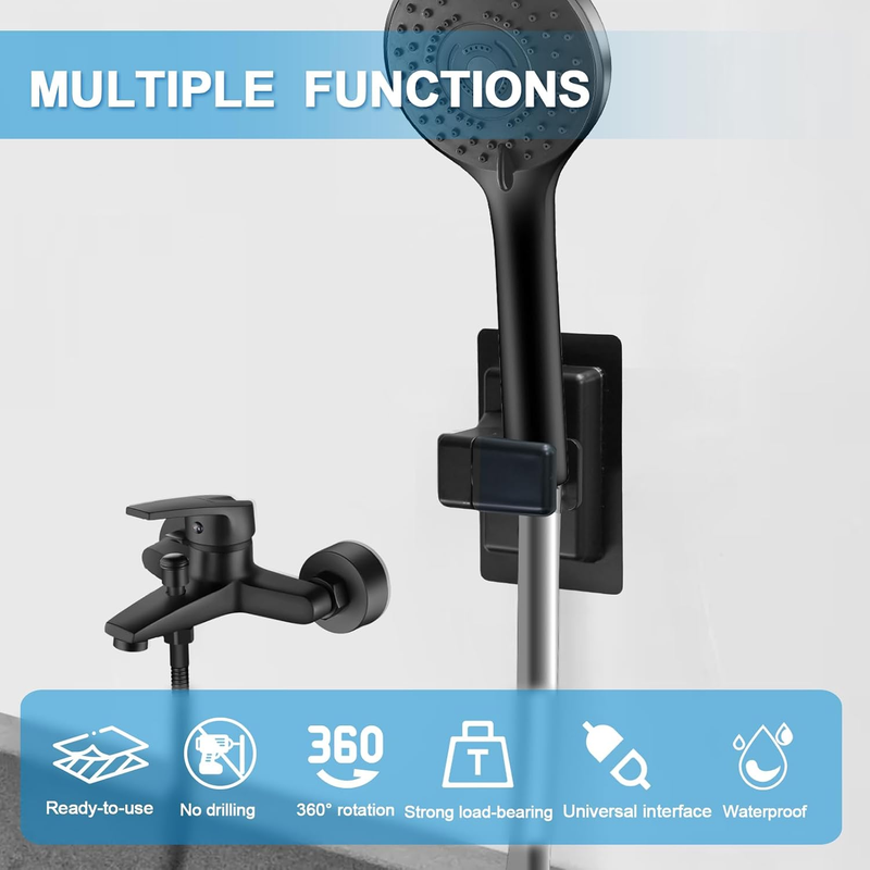 Handheld Shower Head Holder Wall Mount, Adjustable 360° Strong Adhesive Shower H Item image 2