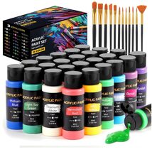 Acrylic Paint Set with 24 Rich Colors &amp; Brushes - Ideal for Any Artist - $46.48