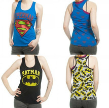 Batman Superman Allover Dc Comics Junior Racer Tank Top Shirt - £3.93 GBP