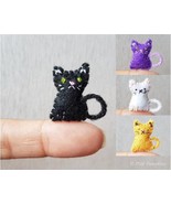 Dollhouse Miniature Cat, Tiny Cat Stuffed Animal, Mini Felt Kitty, Handm... - £9.16 GBP