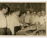 Group of Menu Looking at A Control Panel as Man Pushes Button B&amp;W Photo  - £14.19 GBP