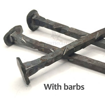 Rectangular head nail with barbs, forged iron, black Iron - $6.35+