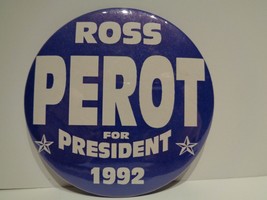 Ross Perot 1992 Independent presidential pin back Campaign Button blue 3 5/16&quot; - £6.99 GBP