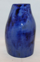 Signed Studio Art Pottery Flower Bud Vase Shiny Finish Navy Light Blue Grey Gray - £22.66 GBP