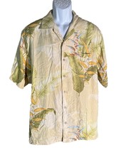TOMMY BAHAMA Men&#39;s Short Sleeve Button Down Silk Floral Shirt Yellow Medium - $19.79