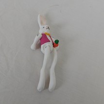 Dept 56 Bunny Rabbit Jointed Ornament Figurine Hanging Vest Bow Tie Carrot 6&quot; - £11.60 GBP