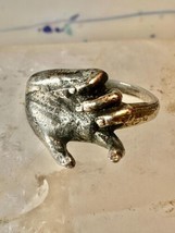 Hand ring figurative band size 5 sterling silver women vintage - £99.65 GBP
