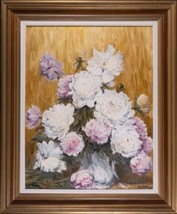 Richard G. Packer American 1916 - 1998 &quot;Peonies&quot; original oil painting - £591.53 GBP