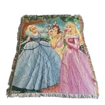 Disney Princesses Tapestry Throw Blanket Cinderella Belle Sleeping Beaut... - £47.10 GBP