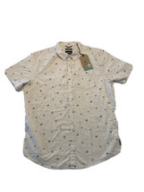 prAna Salerno Short Sleeve Button Up Shirt Mens Large Beige Black Hiking... - $43.54
