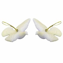 Two Turtle Doves Christmas Ornaments White Resin - $37.61