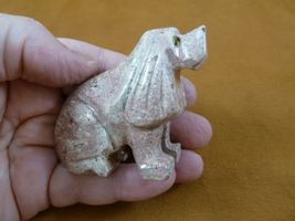 Y-DOG-HO-455 pink gray HOUND DOG hunting SOAPSTONE carving figurine I lo... - $17.93