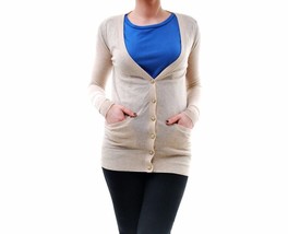 SUNDRY Womens Cardigan Long Sleeve Comfortable Cosy Fit Beige Size S - £28.65 GBP