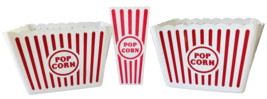 2 Retro Square Popcorn Tubs &amp; 1 Smaller Container Family Movie Night Reusable - £19.02 GBP