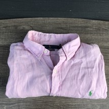 POLO RALPH LAUREN OCEAN WASH LINEN SHORT SLEEVE SHIRT PINK MENS XL - £29.61 GBP