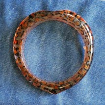 Leopard Spots Silvery Glitter Translucent Acrylic Heart Bangle Bracelet ... - $14.95