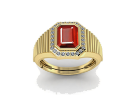 Natürlicher Smaragd Schliff Rot Rubin Ring 925 Sterlingsilber 14K Vergoldet Ring - £59.21 GBP