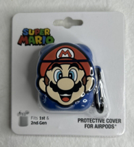 Super Mario Airpods Protective Cover Case For 1st &amp; 2nd Gen Flexible With Clip - £9.40 GBP